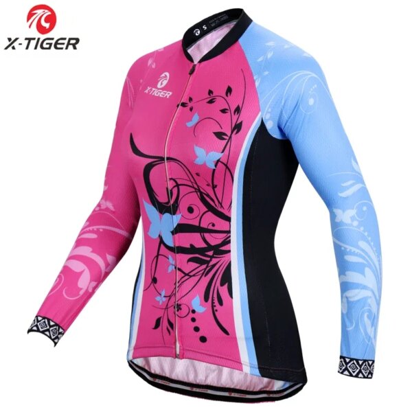 X-TIGER 100% poliéster mujer Pro Ropa de Ciclismo de manga larga transpirable MTB Ciclismo Jerseys Maillot Ropa Ciclismo Ropa de bicicleta