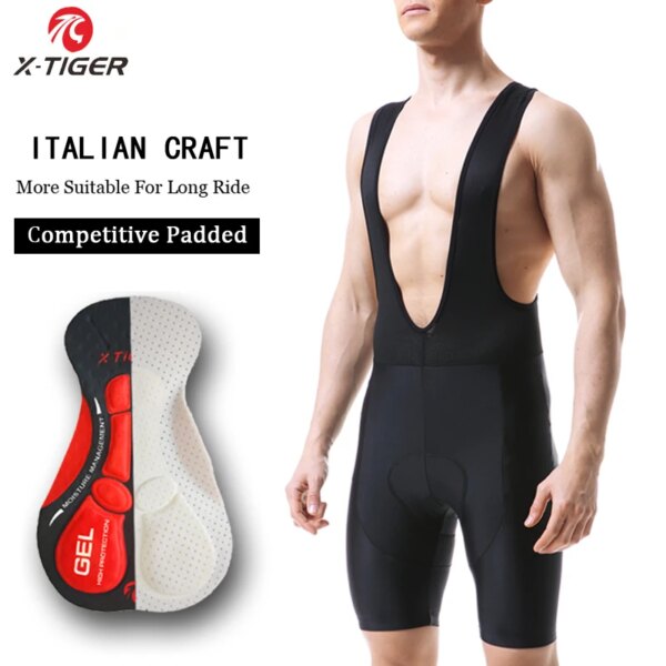 X-TIGER-pantalones cortos con tirantes para ciclismo para hombre, Shorts transpirables con almohadilla de Gel 5D de Lycra profesional para ciclismo de montaña