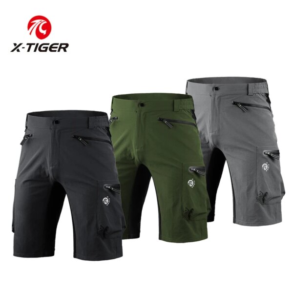 Pantalones cortos X-TIGER para ciclismo de montaña, pantalones cortos transpirables y sueltos con múltiples bolsillos para ciclismo de montaña, pantalones para deportes al aire libre, pantalones de ciclismo impermeables