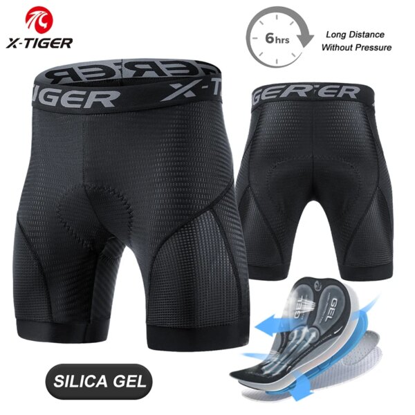 X-TIGER-ropa interior de ciclismo con almohadilla de Gel para hombre, pantalones cortos transpirables antideslizantes, a prueba de golpes, ropa interior para bicicleta de montaña y carretera