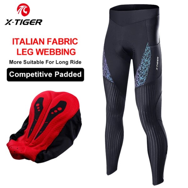 X-TIGER de ciclismo para hombre, pantalones largos transpirables de otoño con bolsillo, pantalones con pechera para ciclismo de montaña, medias reflectantes para ciclismo