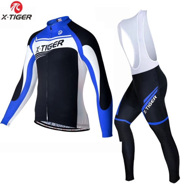 X-TIGER Conjunto de Jersey de Ciclismo de manga larga para primavera, Ropa para bicicleta de montaña, Maillot, Ropa de Ciclismo para hombre, conjunto de Ciclismo