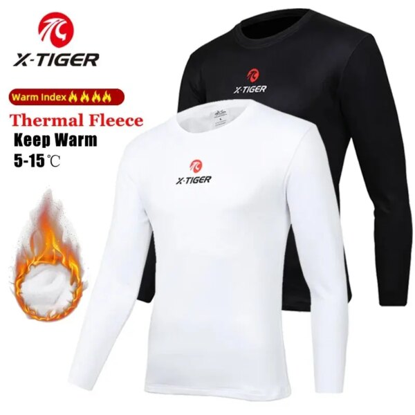 X-TIGER de invierno para ciclismo, capa Base de manga larga, ropa interior cálida para bicicleta, camiseta deportiva de lana para mantener el calor, camiseta para bicicleta de carreras