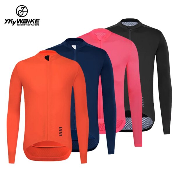 YKYWBIKE-JERSEY AERO de manga larga para equipo profesional para hombre, Jersey de ciclismo para hombre, camisa negra con cremallera YKK para primavera y otoño, el mejor regalo