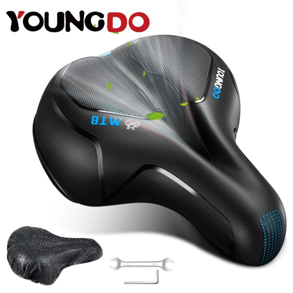 YOUNGDO-funda cómoda para sillín de bicicleta, Gel de cuero PU, cojín ancho para bicicleta con absorción de impacto, accesorios para bicicleta de montaña y carretera