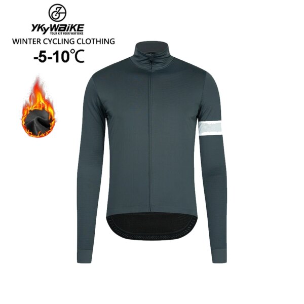 Ykywbike Chaqueta de Ciclismo de Invierno, Abrigo Polar cálido para Exteriores, Chaqueta térmica para Bicicleta, Jersey para Bicicleta de montaña, Cortavientos Resistente a la Intemperie