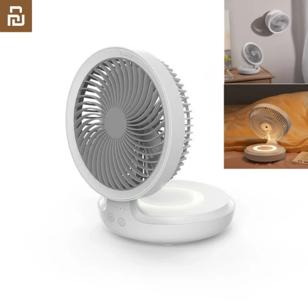 Youpin Edon-Ventilador cómodo de circulación con suspensión, luz nocturna, silencioso, recargable, inalámbrico, plegable, 4 velocidades