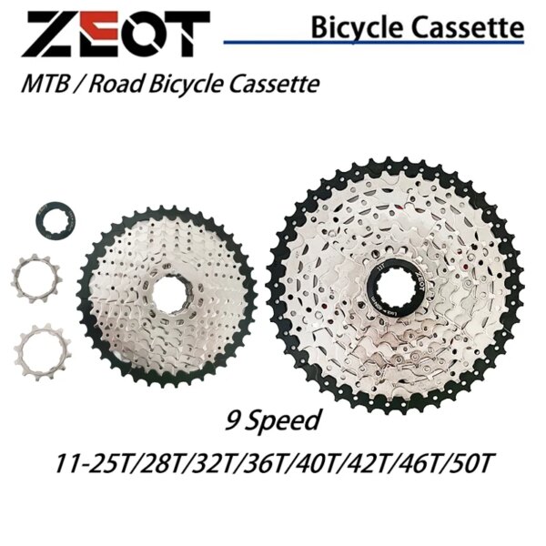 ZEOT MTB bicicleta de carretera 9 velocidades Velocidade 11-25T/28T/32T/40T/42T/46T/50T Cassette de bicicleta rueda libre MTB piñón para SHIMANO SRAM