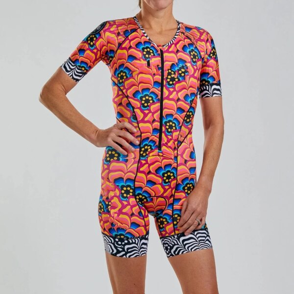 Zootekoi-traje de Ciclismo para mujer, mono de manga corta para triatlón y bicicleta de carretera, Macaquinho Ciclismo femenino, ropa para correr y bicicleta