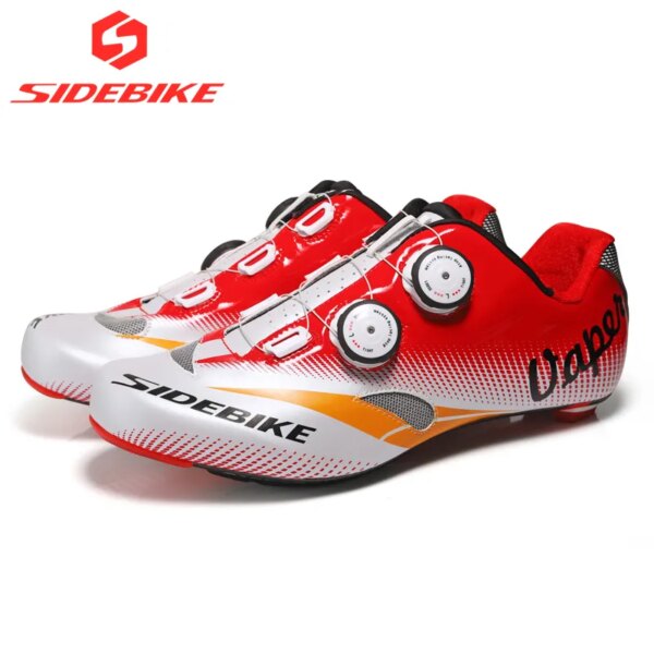 Zapatos de ciclismo de carretera sidebike, zapatos de bicicleta de carretera de carbono para hombre, zapatillas deportivas profesionales de carreras para bicicleta, ultraligeras, autobloqueantes, rojas