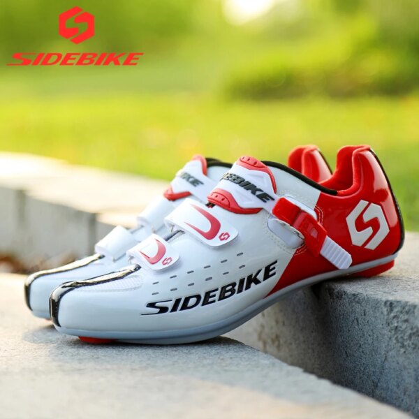 Sidebike-zapatos de ciclismo de carretera para hombre, calzado de carreras con autosujeción sobre altavoces para bicicleta, atlético, ultraligero, profesional, negro